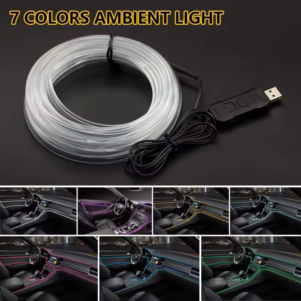 7 Ambient Color Car Interior Light RGB LED Light Strip Neon Light USB
